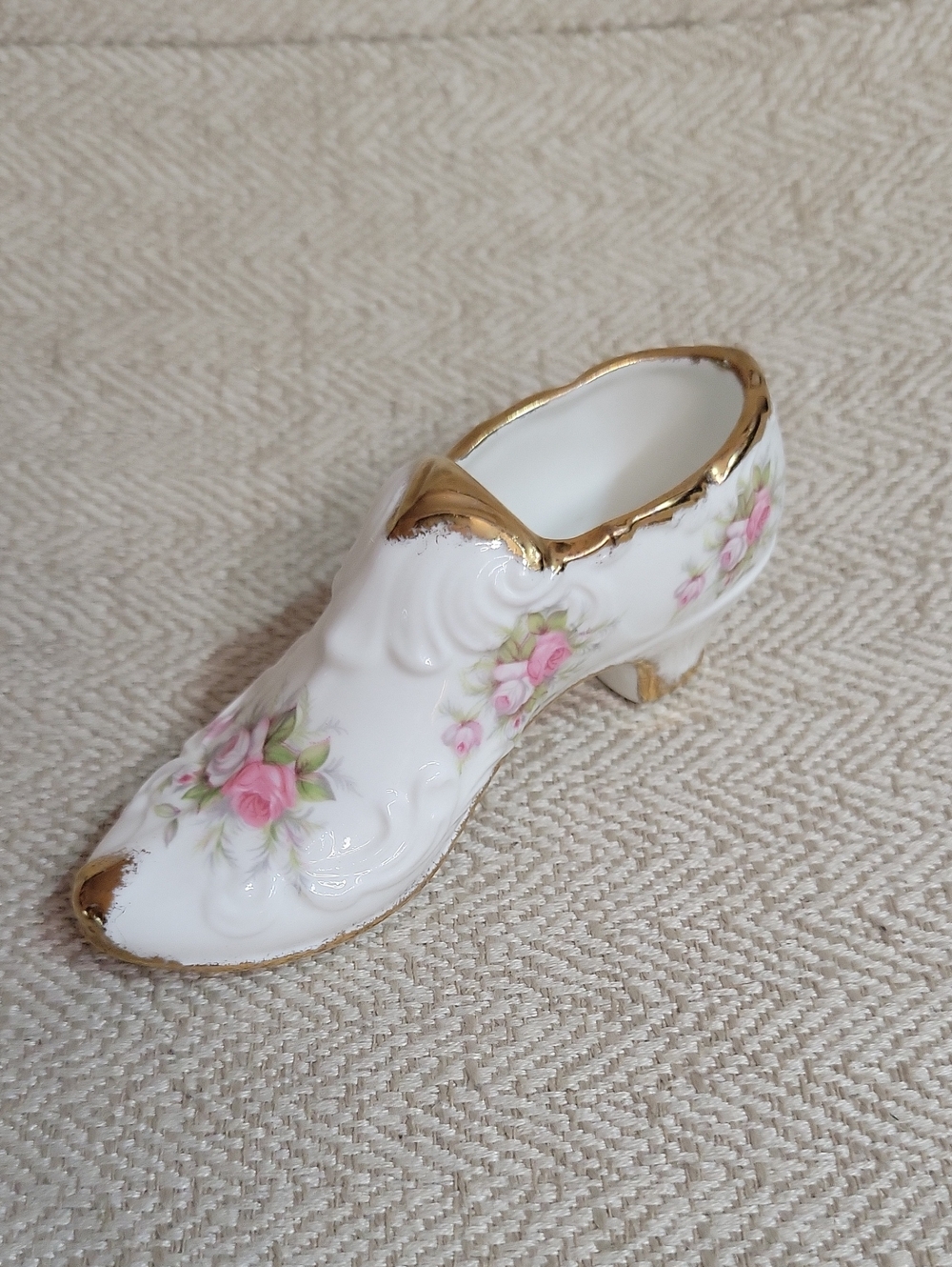 Vintage Paragon Victoriana Rose Fine Bone China Miniature Shoe Regency Slipper